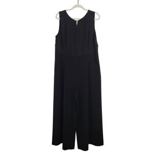 Lafayette 148 Black Wide‎ Leg Jumpsuit Sz 16 Sleeveless Draped Back Old Money